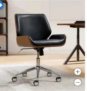 1783047 Lillian August Ciara Bentwood Walnut Veneer Frame Office Chair Black