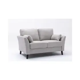 89728lg-l Lilola Home Damian Linen Fabric Loveseat Light Gray