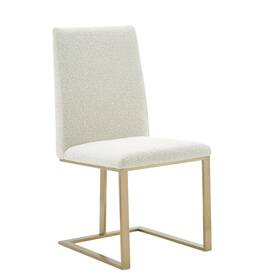 Limari Home Lim-82102 Rachel Collection Modern Fabric Dining Chair Stainless Steel Legs Off-white