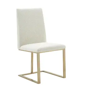 Lim-82102 Limari Home Rachel Collection Modern Fabric Dining Chair Stainless Steel Legs Off-white