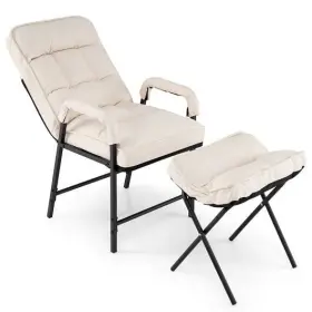 Linen Fabric Modern Accent Chair Ottoman Adjustable Backrest-be 197867007201 With And Backrest-beige - Co