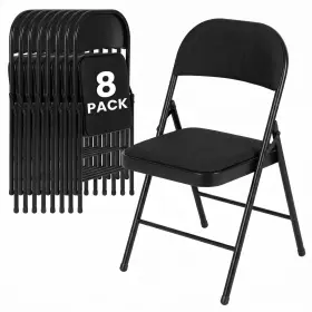 Dgbm-b-8p Ling Rong 8 Pack Folding Chairs Fabric Dining Chair Set With Padded Cushion And Back