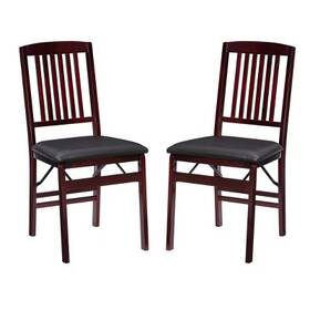 Linon 16717576 Set Of 2 Triena Mission Back Faux Leather Folding Chair Espresso