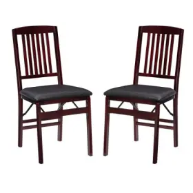 16717576 Linon Set Of 2 Triena Mission Back Faux Leather Folding Chair Espresso