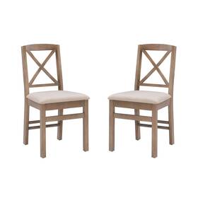 Linon 87962072 Set Of 2 Triena X-back Linen Folding Chairs Graywash - Upholstered