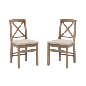 87962072 Linon Set Of 2 Triena X-back Linen Folding Chairs Graywash - Upholstered