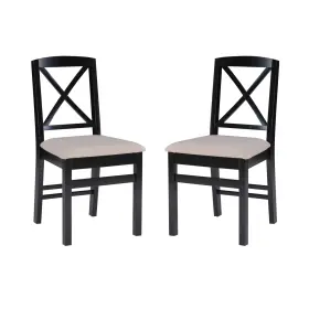 Amzn2940 Linon Triena Black X Back Dining Chair With Beige Upholstered Seat Set Of 2