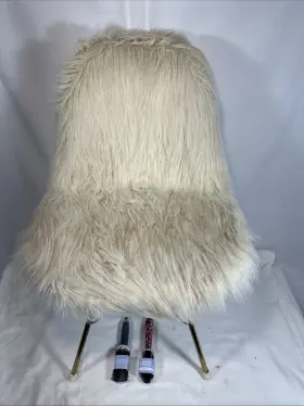 Cymx828 Linon Riley Faux Cream Color Fur Accent Chair With Gold Metal Legs 50 S-60 S Modern
