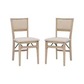 Linon Home Decor 445055482433 Keeva Polyester Seat Graywash Pad Folding Dining Chairs Set Of 2