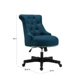 Thd01957 Linon Home Decor Office Chair 35.75 Inch H With Silver Nail Heads Black Wood Base
