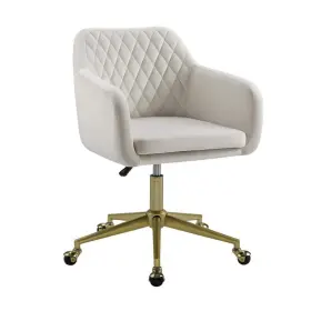 Thd02902 Linon Home Decor Sterling Off White Quilted Adjustable Office Chair With Castors