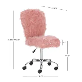 Thd03530 Linon Home Decor Swivel Office Desk 36.63 Inch H Faux Fur Polyester Pink With Wheels