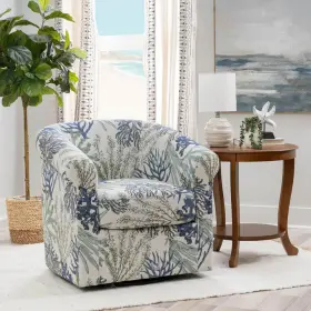 Thd04973 Linon Home Decor Lonnie Blue Ocean Polyester Club Chair With Swivel