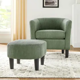 Livavege 764923617348 30.7 Inch Modern Accent Chair Barrel With Ottoman Comfy Lounge Armchair