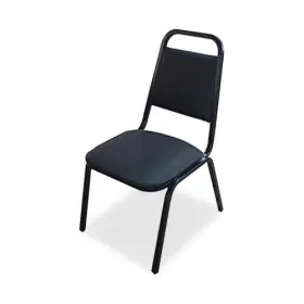 Llr-62512 Lorell 8926 Upholstered Stacking Chair - Vinyl Black Seat Back Steel