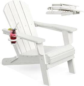 Lounzy 753873084782 Folding Adirondack Chair White Set Of 1