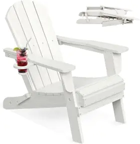 Lounzy 753873084782 Folding Adirondack Chair White Set Of 1