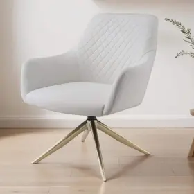Lucky-angel 614234972530 Decat Off-white Faux Leather Swivel Task Chair