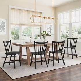 Lue Bona 313029967996 Winston Black Windsor Dining Chair Farmhouse Wooden Spindle Back Si