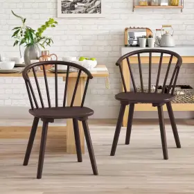 Lue Bona 445015543587 Winson Espresso Solid Wood Talia Dining Chair Windsor Back Farmhouse Spindle Din
