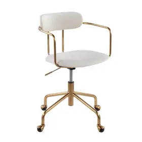 Lumisource 681144106423 Demi Cream Velvet And Gold Adjustable Height Office Chair