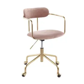 Lumisource 681144106430 Oc-demi Auvpk Demi Office Chair In Gold Metal And Pink Velvet