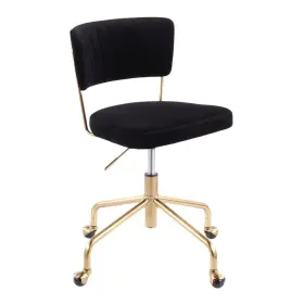 Lumisource 681144106447 Tania Black Velvet And Gold Adjustable Height Task Chair