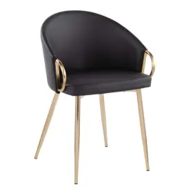 Lumisource 681144108946 Claire Black Faux Leather And Gold Metal Dining Chair