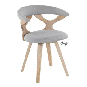 Lumisource 681144201685 Gardenia White Washed Wood And Grey Fabric Side Chair With Swivel