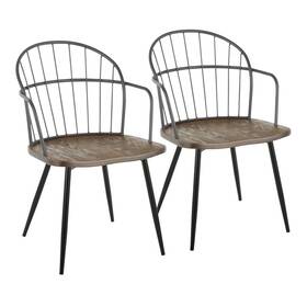 Lumisource 92437136 Riley Arm Chair Black Metal/dark Walnut Wood