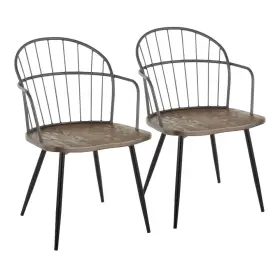 92437136 Lumisource Riley Arm Chair Black Metal/dark Walnut Wood