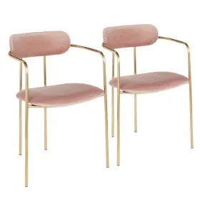 Auvpk2 Lumisource Demi Chair Gold Metal Dusty Pink Velvet Set Of 2 Glam Retro Dining