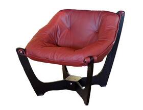 Luna 619084091806 Img Low Back Chair In Prime Red Leather - Espresso Wood Base