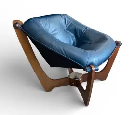 T415 Luna 619084097075 Img Low Back Chair In Trend Pacific Blue Leather - Walnut Wood Base