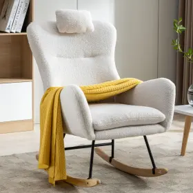 Luspaz 723496987005 Rocking Chair Soft Teddy Velvet Fabric For Nursery Com