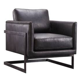 Luxley 849043077811 Club Chair Onyx Black Leather Pk108202