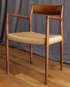 M Ller 510950 2 Moller Model 57 Armchairs In Walnut With Woven Seat - Brand New