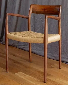 510950 M Ller 2 Moller Model 57 Armchairs In Walnut With Woven Seat - Brand New