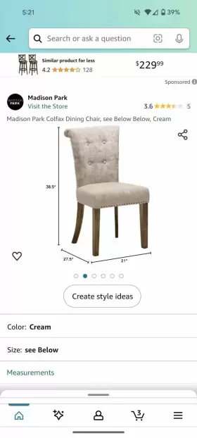 Madison Park 675716746667 Camel Dining Chair Set Of 2 Cream Tan