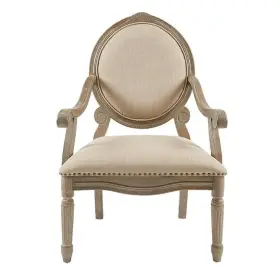 Fpf18-0154 Madison Park Arm Accent Chair Exposed Wood Frame With Nailhead Trim In Beige