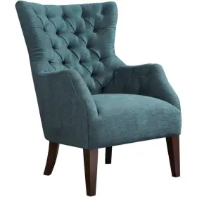 Fpf18-0403 Madison Park Isa Teal Wingback Chair With Button Tufted