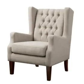 Fpf18-0435 Madison Park Roan Linen Wingback Chair With Button Tufted