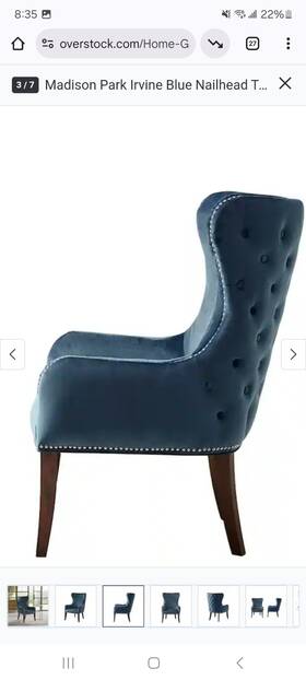 Madison Park Fpf18-0468 Irvine Blue Button-tufted Wingback Accent Chair