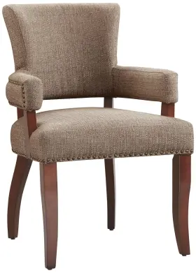 Fpf20-0387 Madison Park Parler Collection Brown Fabric Dining Armchair