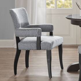 Madison Park Mp100-0043 Dawson 24 Inch Wide Classic Gray Fabric Dining Armchair
