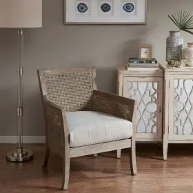 Mp100-0386 Madison Park Diedra Reclaimed Natural Solid Wood And Rattan Accent Chair