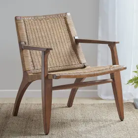 Mp100-1011 Madison Park Blakeley Natural Rattan Camel Oak Wood Accent Chair