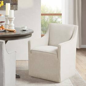 Madison Park Mp108-1243 Dining Chair Hidden Casters 20 Inch Thick Seat Foam Cushion Cream
