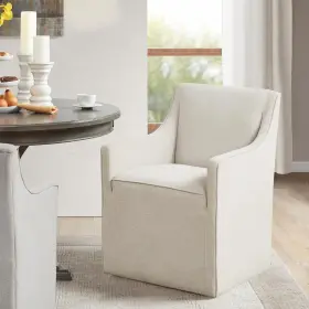 Mp108-1243 Madison Park Dining Chair Hidden Casters 20 Inch Thick Seat Foam Cushion Cream