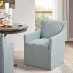 Madison Park Mp108-1244 Elaine Blue Dining Armchair With Casters